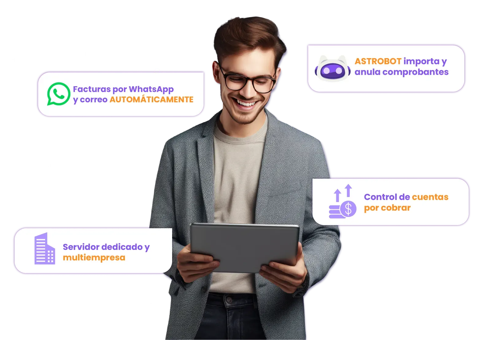 Hombre usando sistema contable en Chone