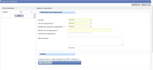 Formulario Registro Capacitaciones